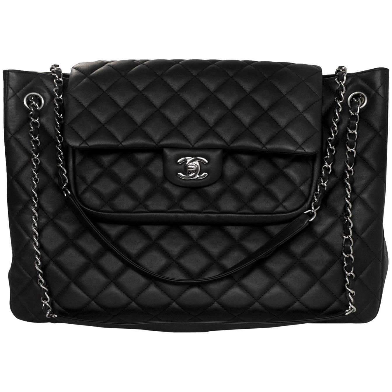 Chanel Black Quilted Leather Flap Large Shopping Tote Bag rt. $5, 500