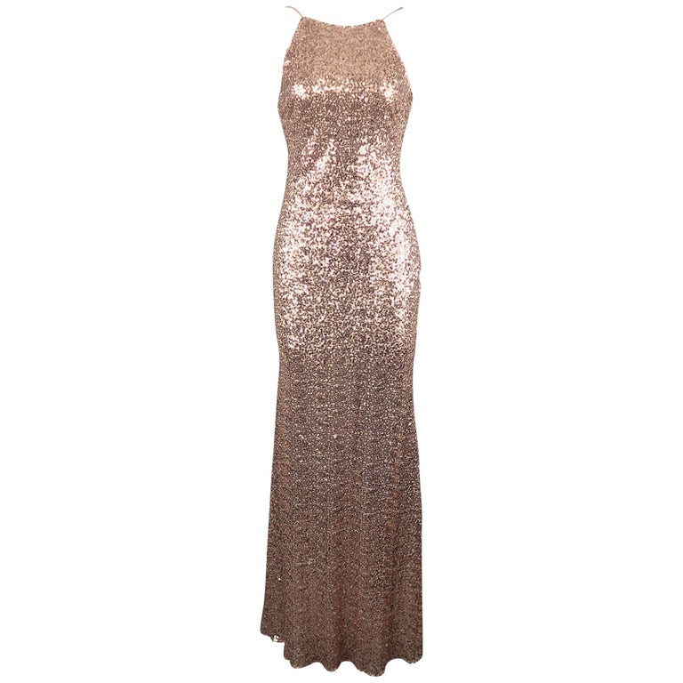badgley mischka gold sequin gown