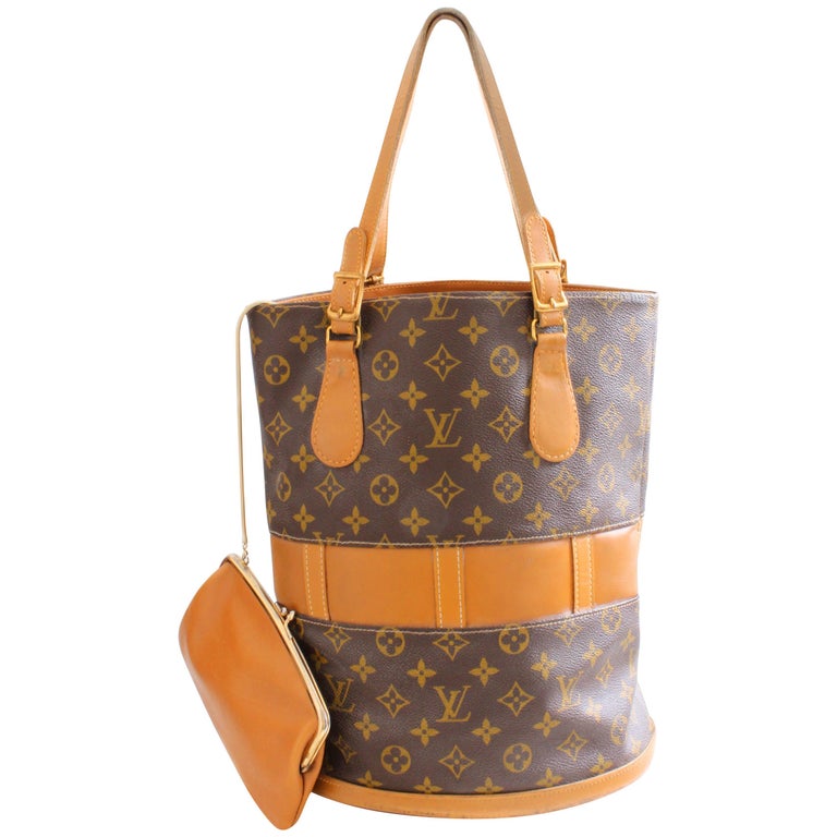 Louis Vuitton by The French Co Monogram Bucket Bag Tote and Coin Purse,  1970s