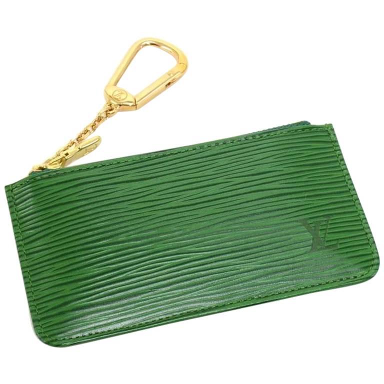 Louis Vuitton Vintage Pochette Cles Key Green Epi Leather Coin Case / Key Chain