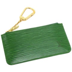 Louis Vuitton Vintage Pochette Cles Key Green Epi Leather Coin Case / Key Chain