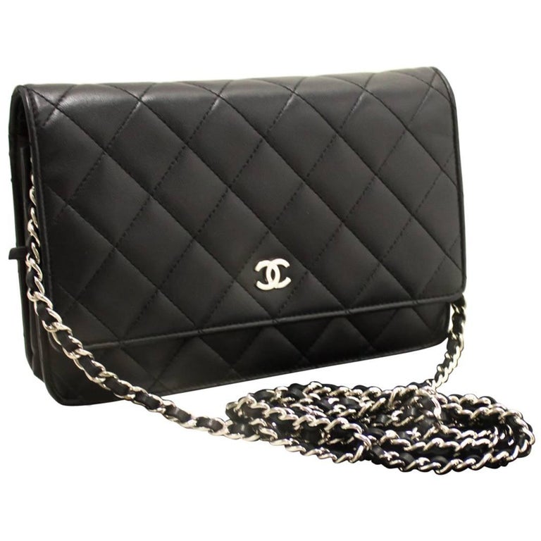 Chanel Wallet On Chain WOC Black Crossbody Lambskin Shoulder Bag at ...