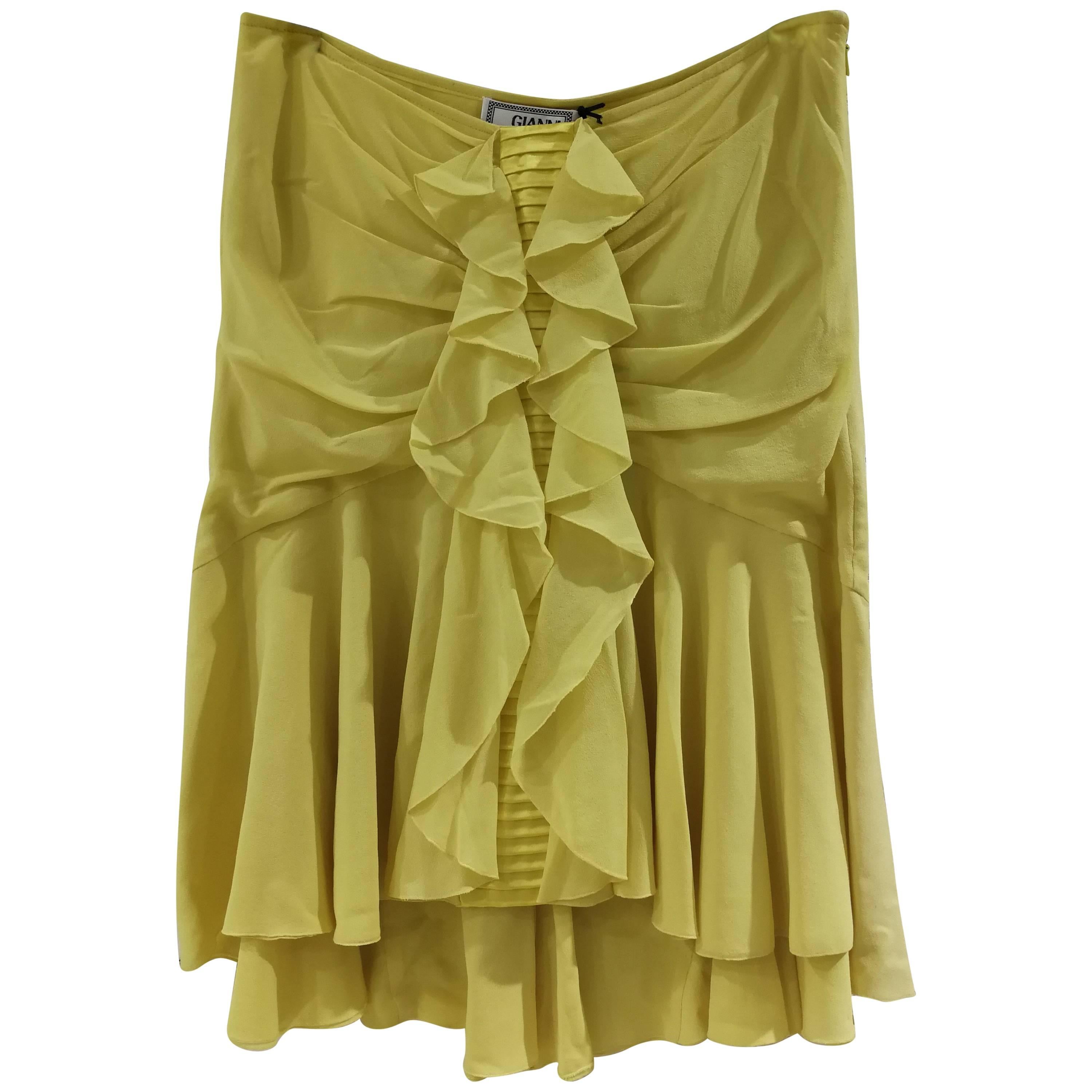 Gianni Versace Yellow Silk Skirt NWOT