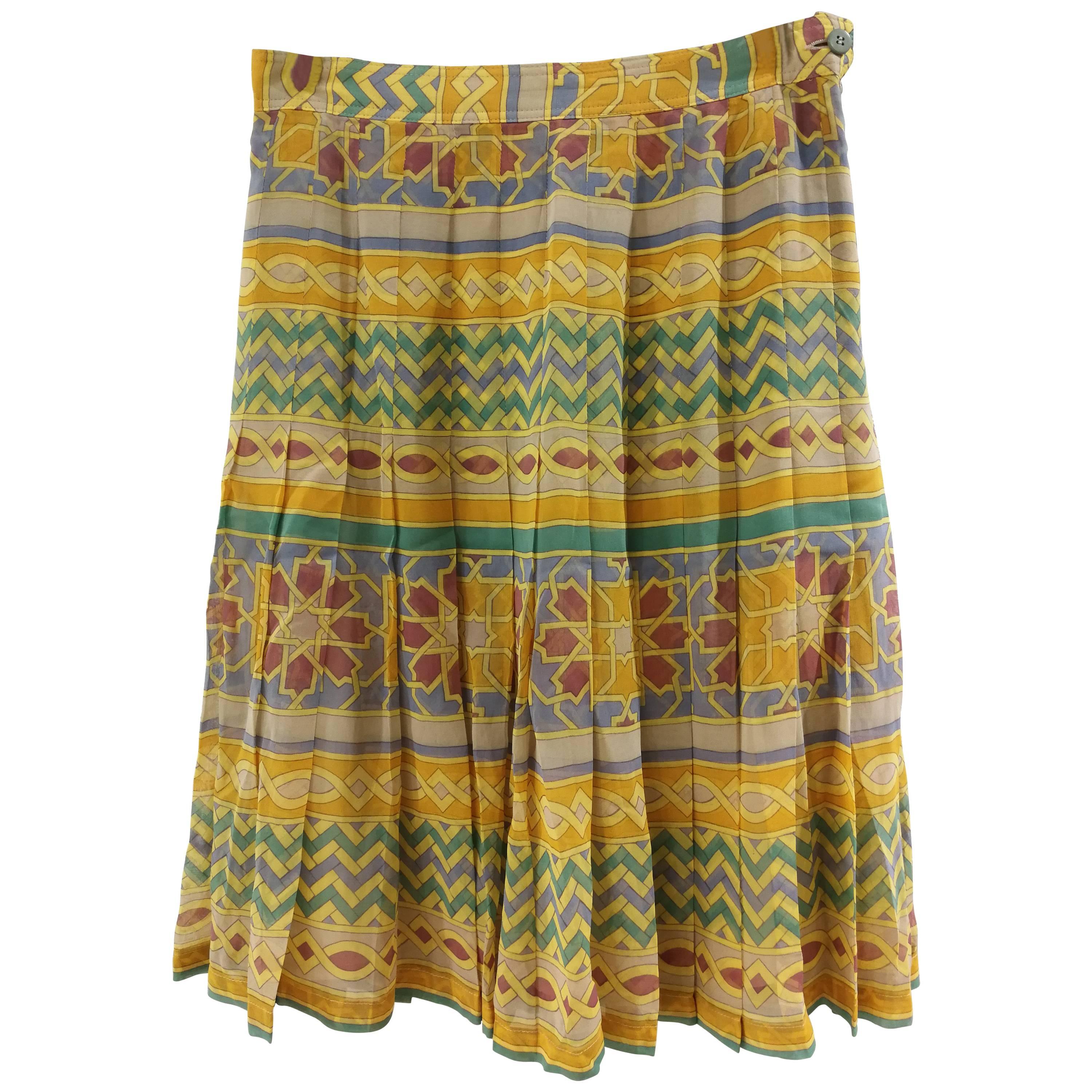 Valentino Multicoloured Yellow Silk Skirt
