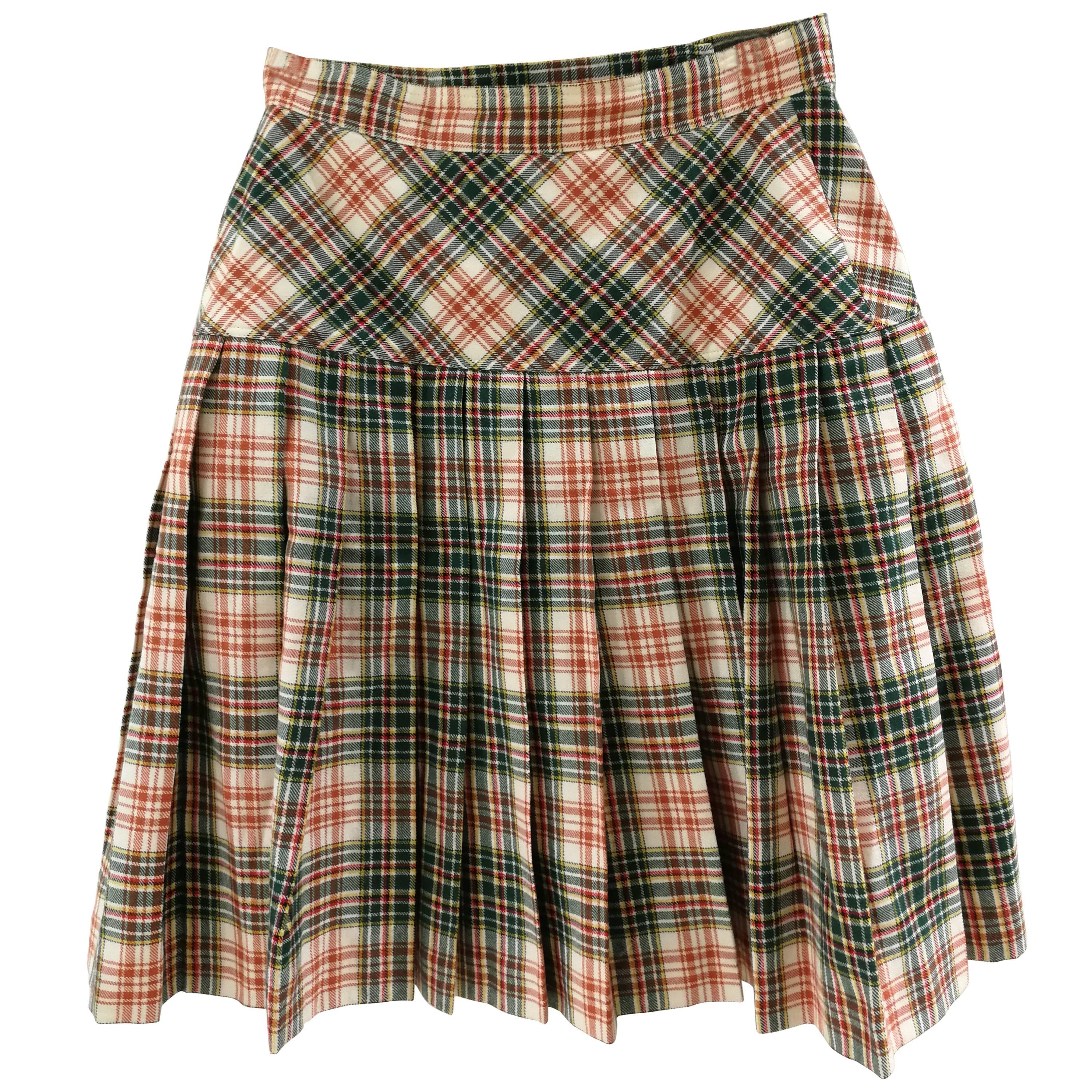 Fendi Wool Tartan Skirt