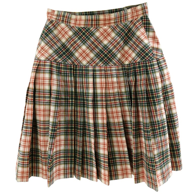 Fendi Wool Tartan Skirt For Sale at 1stdibs