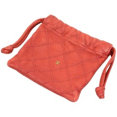 Chanel Vintage Red Quilted Leather Mini Pouch