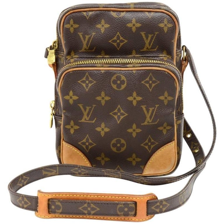 Vintage Louis Vuitton Leather Monogram Crossbody Saddle Bag at 1stdibs