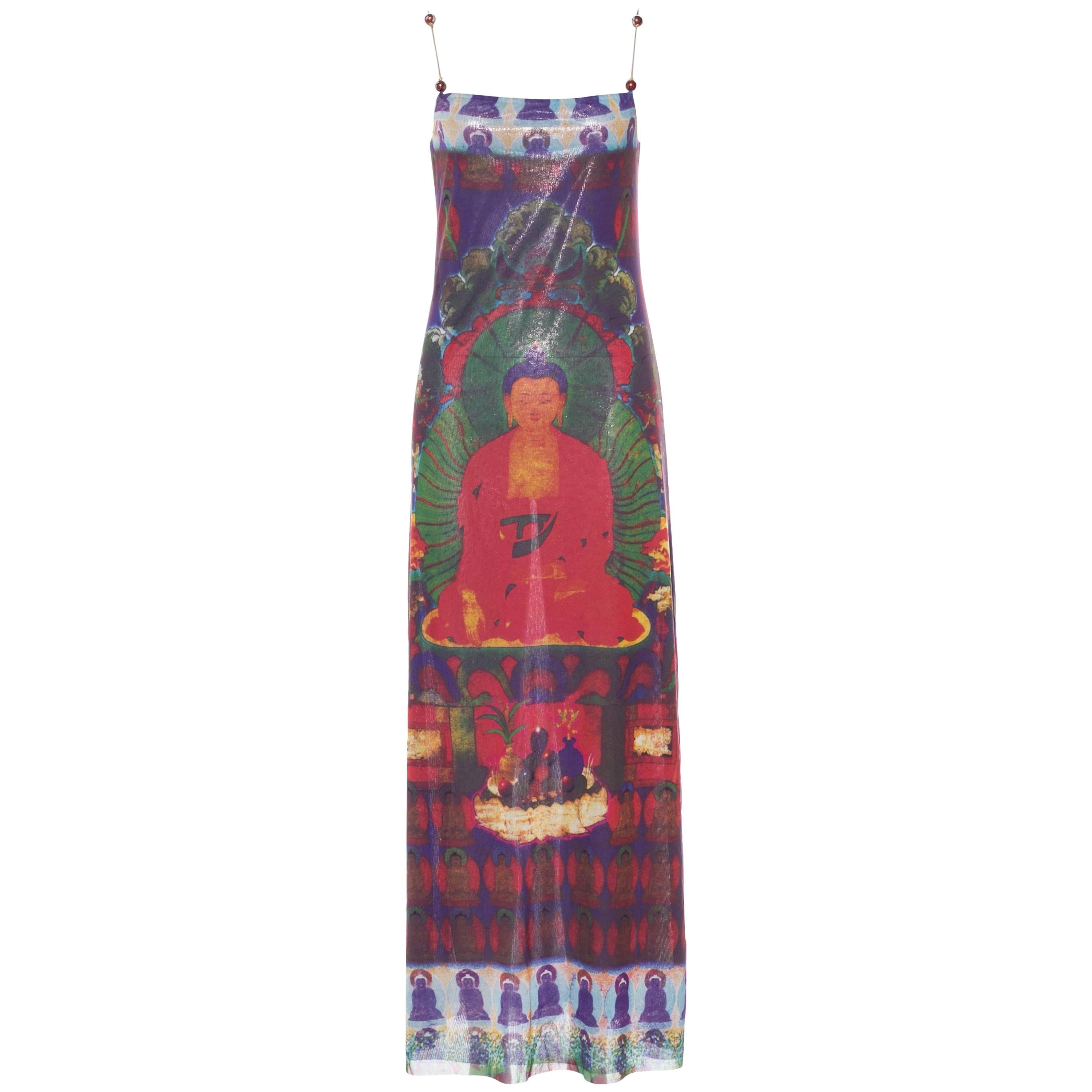 Vivienne Tam Vintage Buddha Dress with Cloisonné Bead Straps For Sale