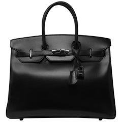 Hermes Birkin Bag 35cm So Black Box Calf BHW