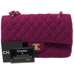 Chanel Tweed Fuchsia Double Flap Bag
