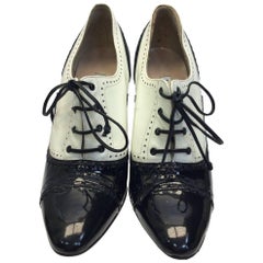 Manolo Blahnik Black and White Patent Oxford Heels