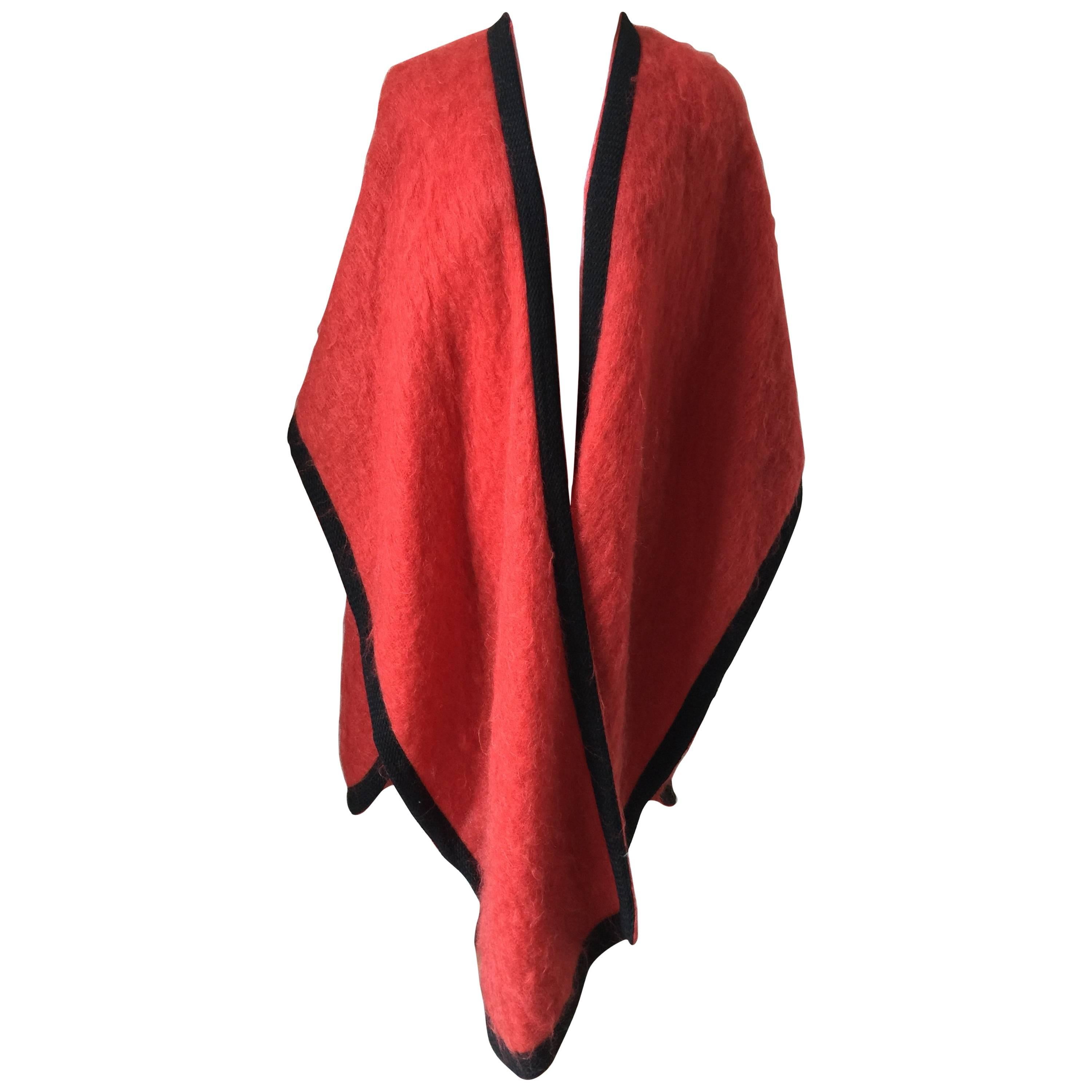 Vintage Yves Saint Laurent Red Wool Cape