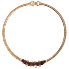 Vintage 1970s Coro Gold-tone Choker Necklace w/ Purple Stones