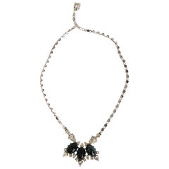 1960s Bogoff Black stone & clear rhinestone Necklace 