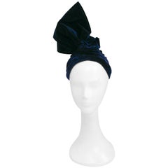 1930s Blue Velvet Turban 