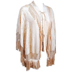 1920s Embroidered Fringe Capelet