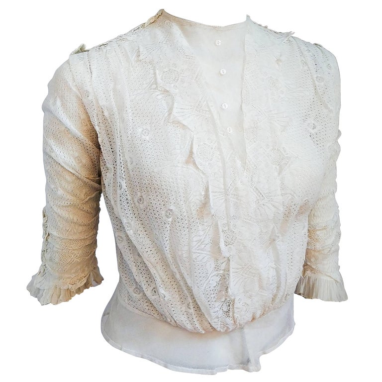 Edwardian White Lace Blouse For Sale at 1stDibs edwardian lace blouse