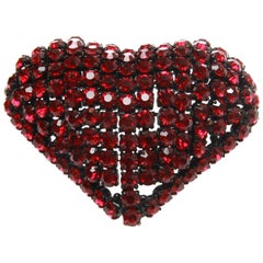 Christian Dior Rhinestone Domed Heart Brooch