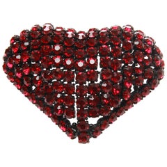 Christian Dior Rhinestone Domed Heart Brooch 