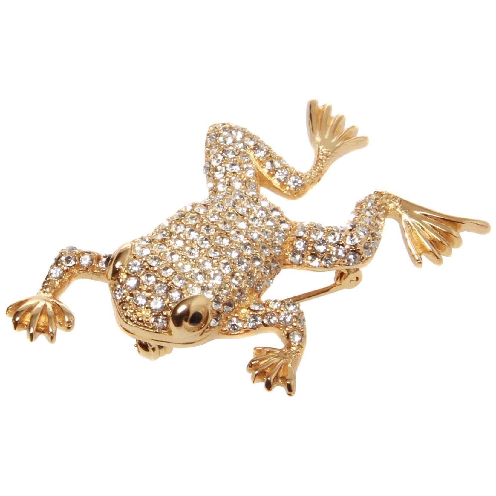 Christian Dior Swarovski Encrusted Frog Brooch