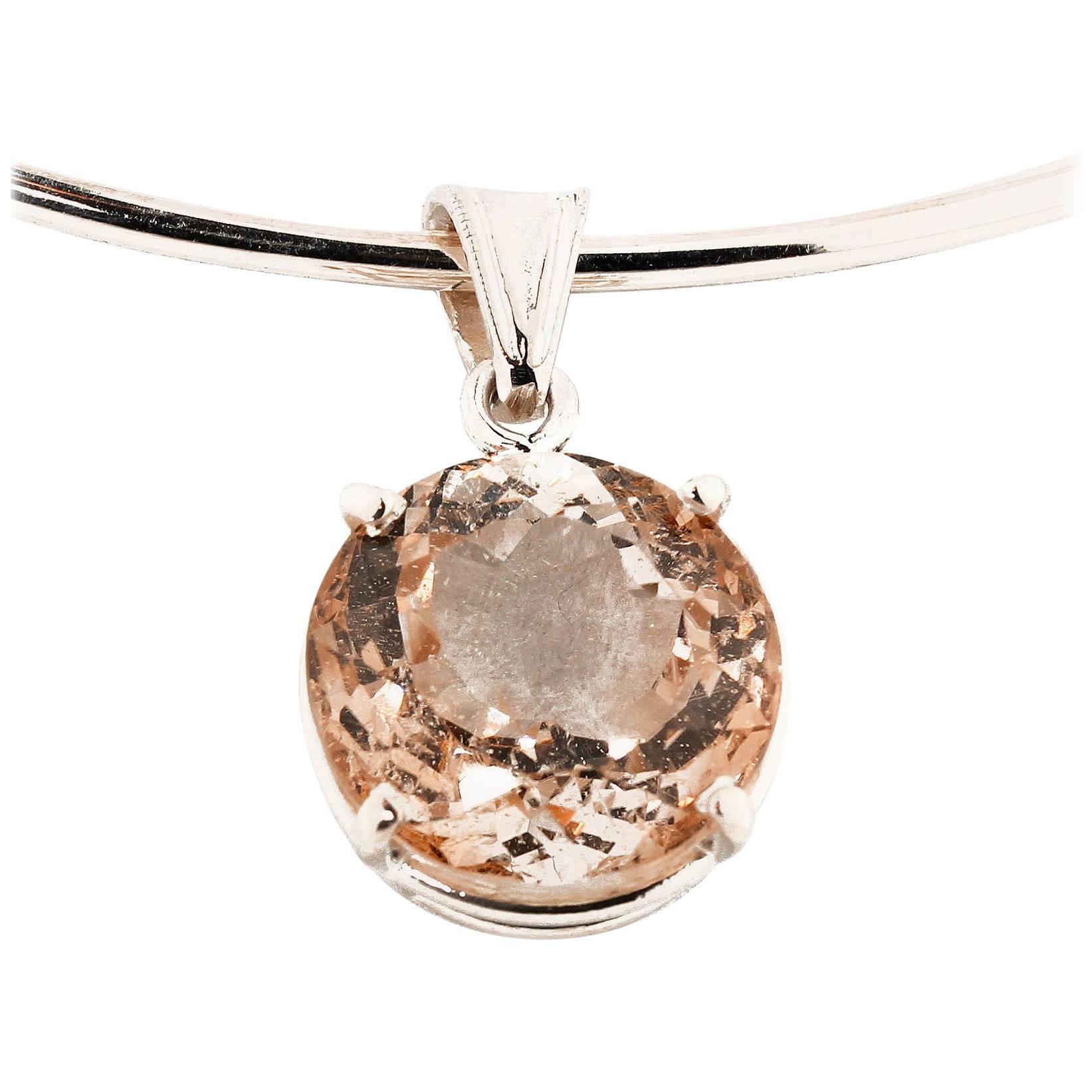 Gemjunky Rare Fiery 16 Cts Blush Pink Color Morganite Sterling Silver Pendant In New Condition In Raleigh, NC