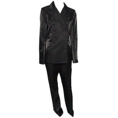 Chanel Black Silk Lame Tuxedo Style Pant Suit - 40 - 09C