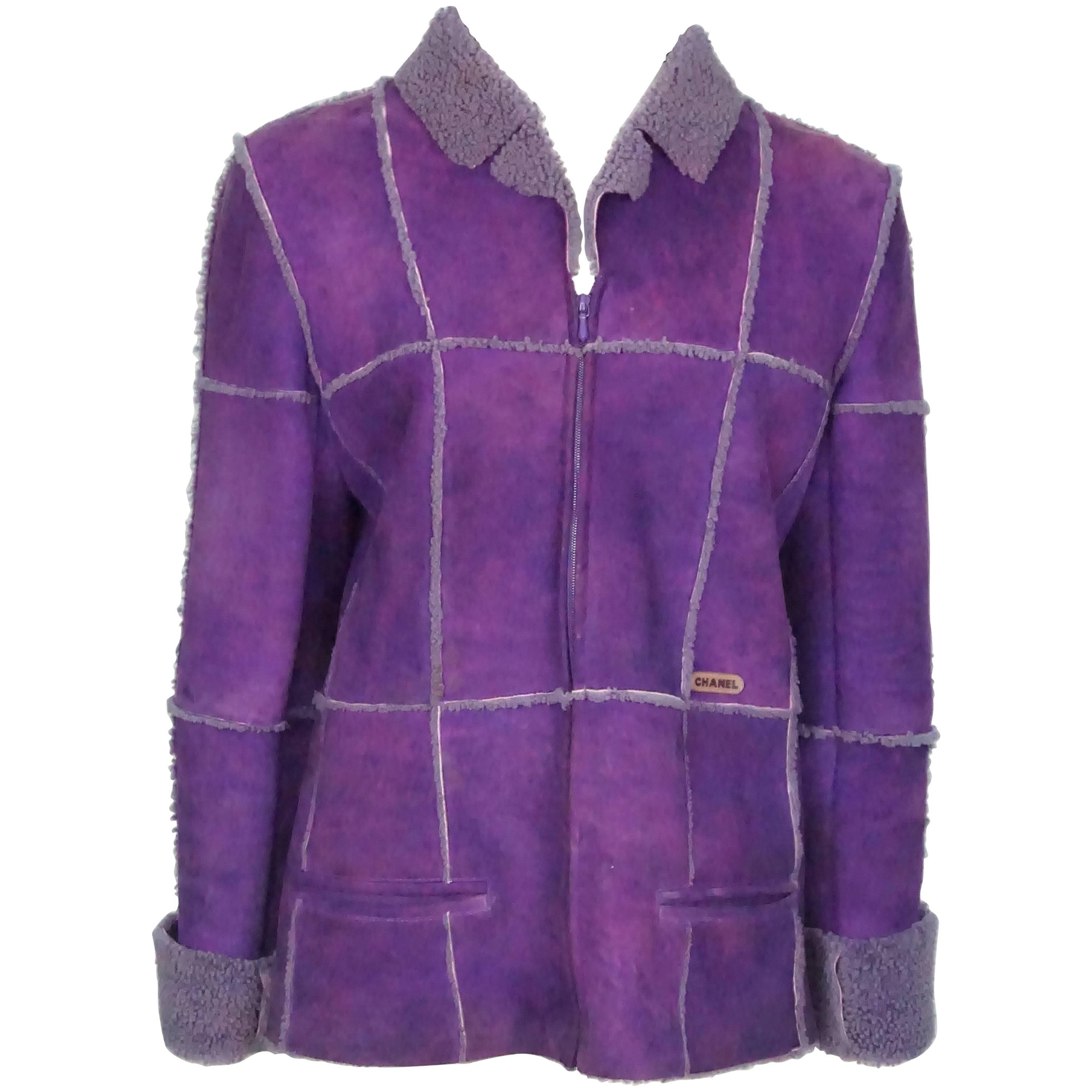 Chanel Purple Sherling Coat - 40 - 00A