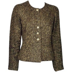 Chanel Black & Gold Patterned Tweed Jacket - 36 - 00A