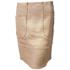 Oscar de la Renta Tan Cotton Jacquard Mini Skirt
