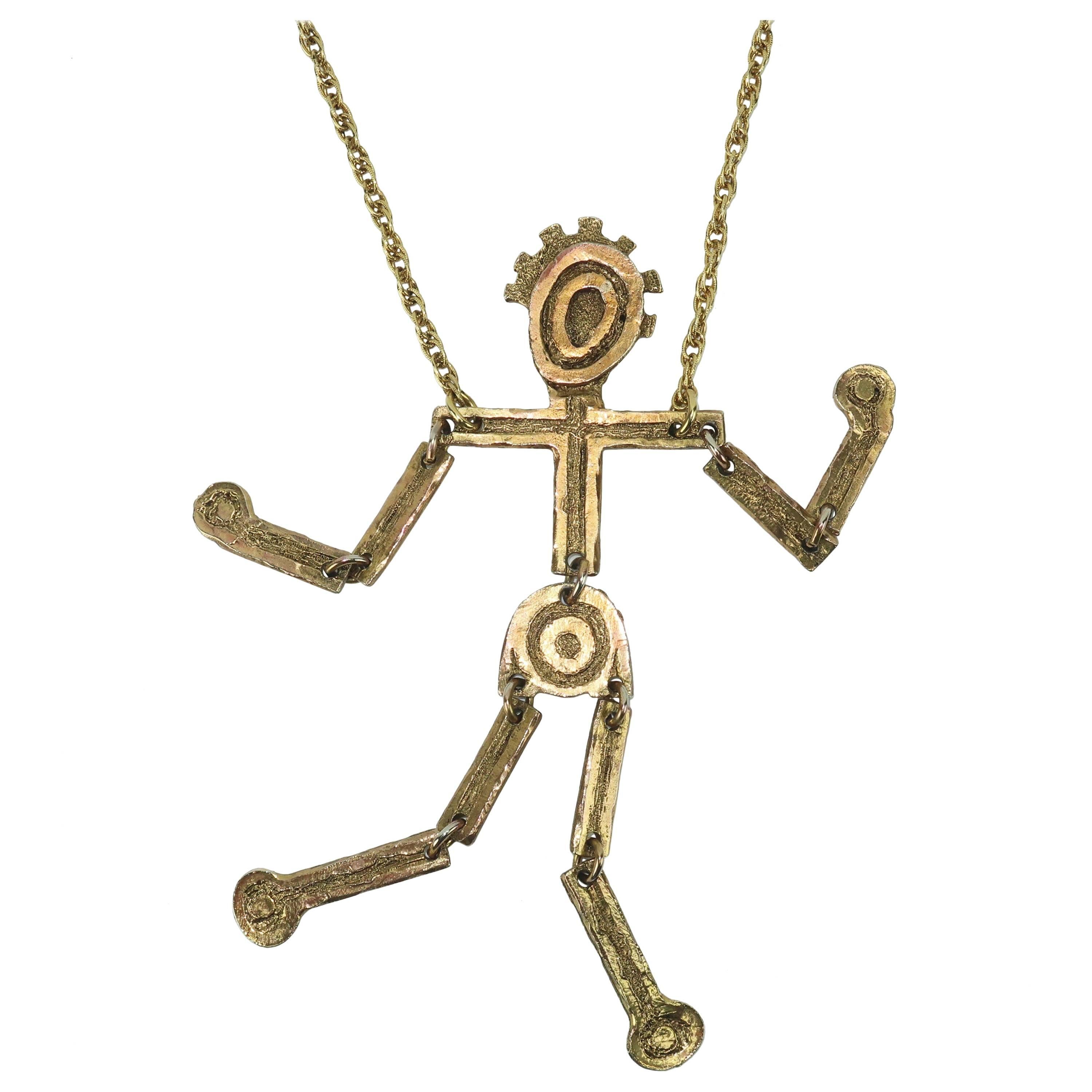 C.1970 Mr. We Articulated Man Pendant Necklace