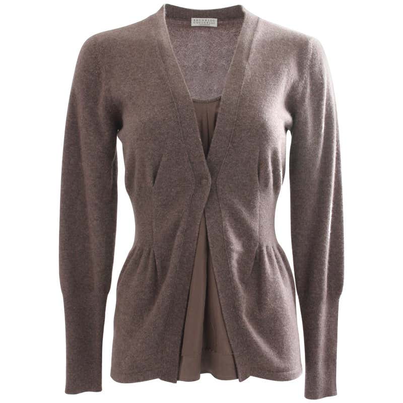 Brunello Cucinelli Grey Green Cashmere Sweater For Sale at 1stDibs