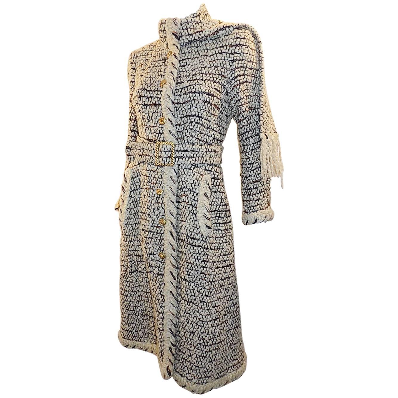 Coco Chanel Haute Couture Coat with belt, 1979 For Sale