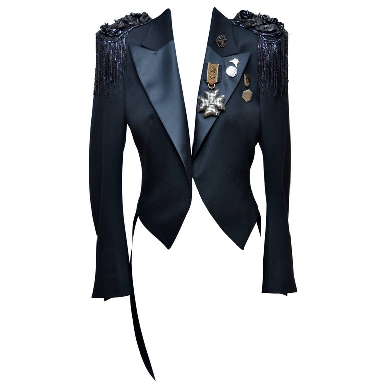 Balmain Tuxedo Style Military Jacket With Embellishment at 1stDibs
