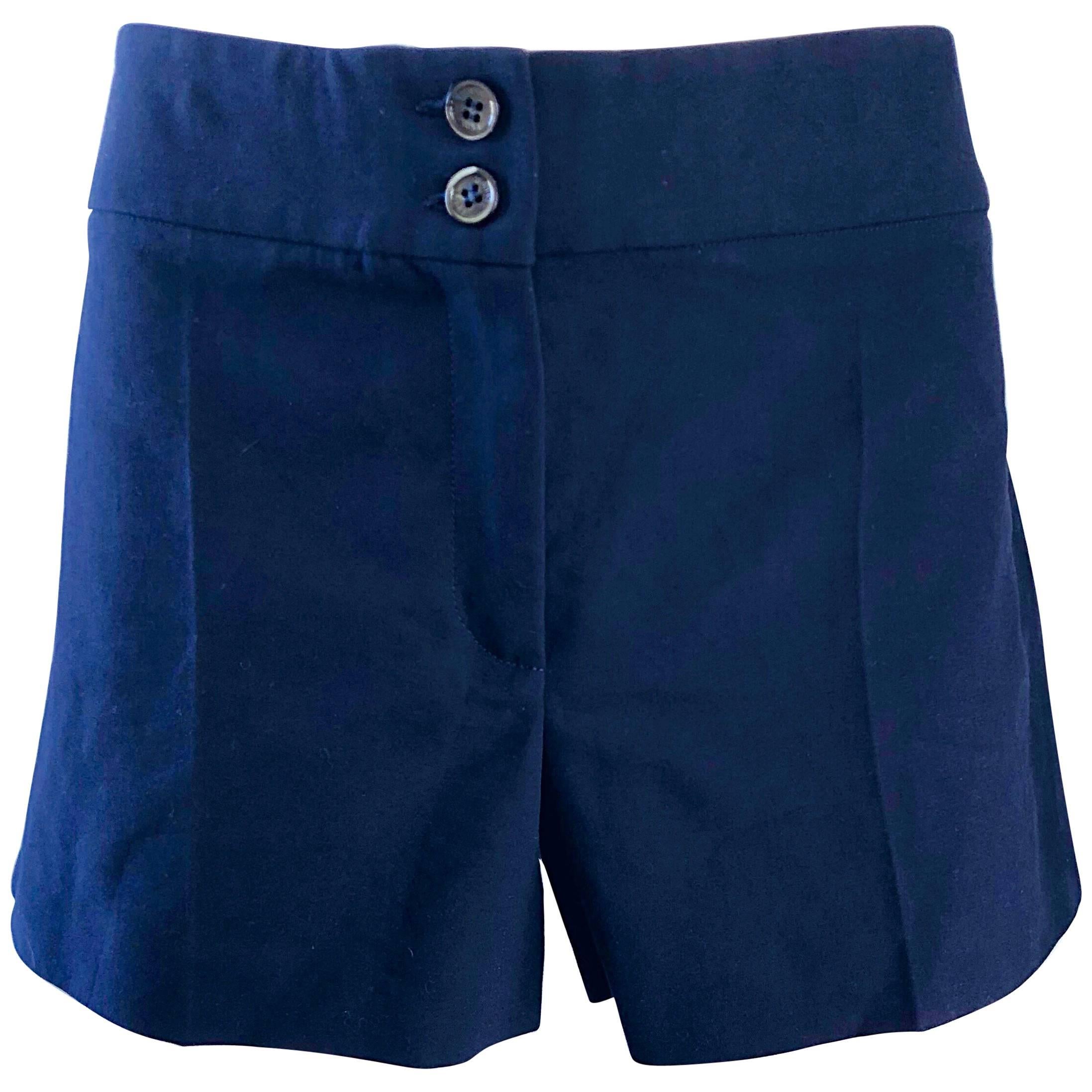 Michael Kors Collection Size 6 Navy Blue Low Rise Cotton Chino Shorts, 2000s