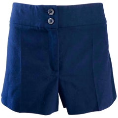 Michael Kors Collection Taglia 6 Pantaloncini chino in cotone blu navy a vita bassa, anni 2000