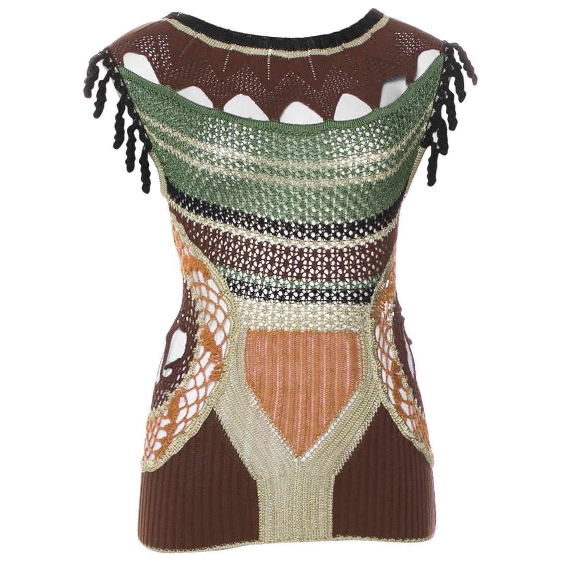 Jean Paul Gaultier Macrame Top with Tassels and JPG Dreamcatcher For Sale