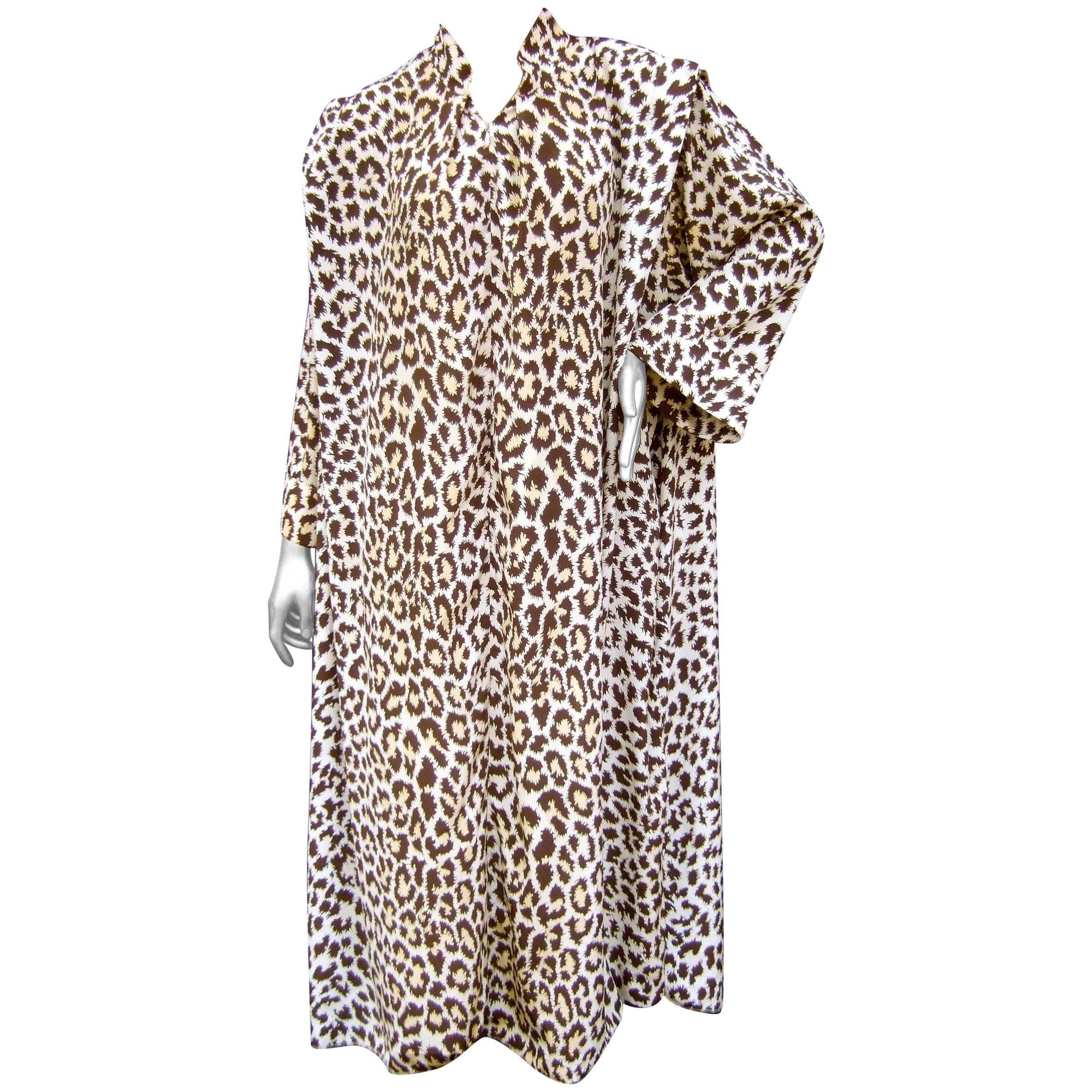 Saks Fifth Avenue Animal Print Lounge Gown for Mollie Parnis circa 1970s