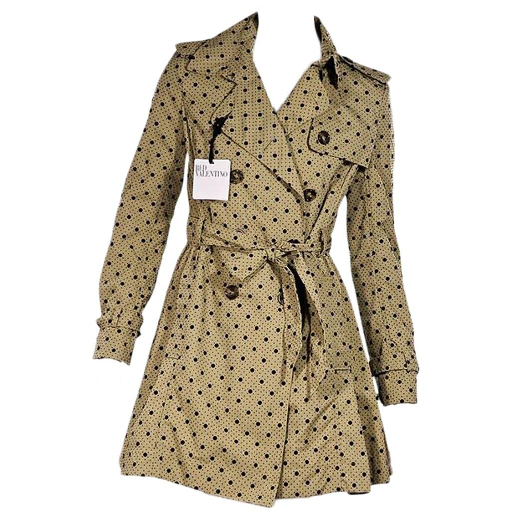 Tan & Black Red Valentino Polka-Dot Trench Coat