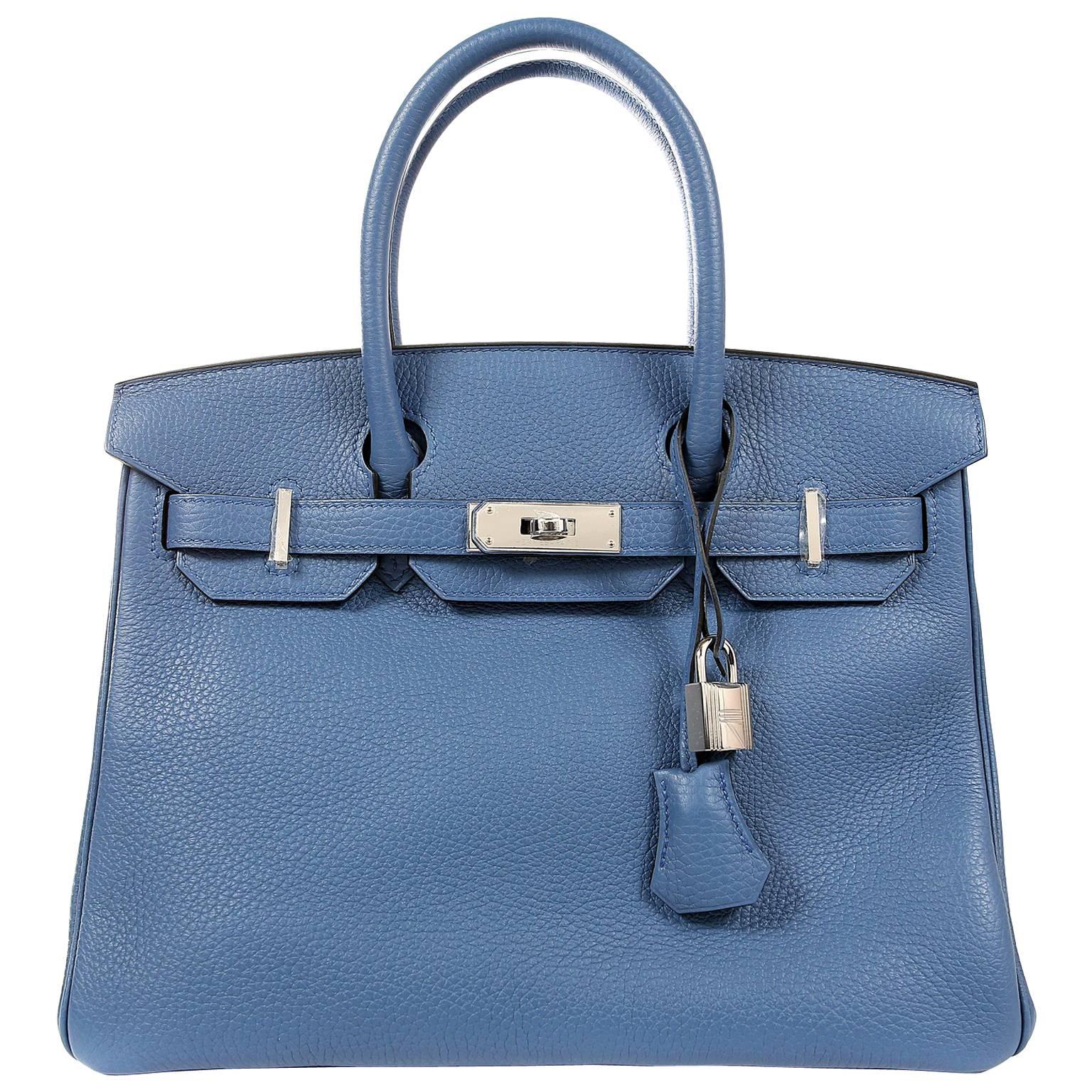 Hermès Blue Azur Togo 30 cm Birkin Bag with Palladium