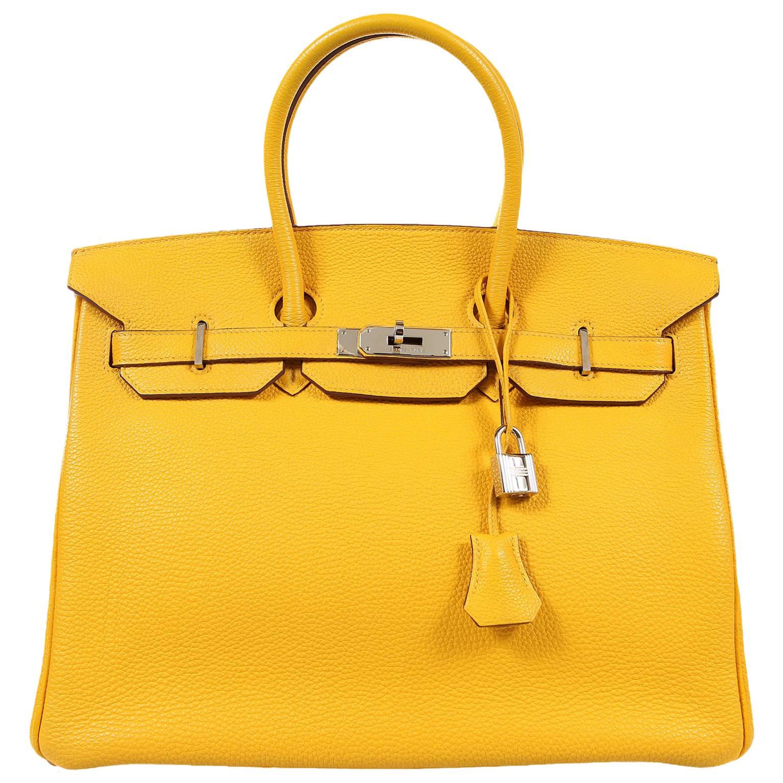 Hermès Soleil Yellow Togo 35cm Birkin Bag with Palladium