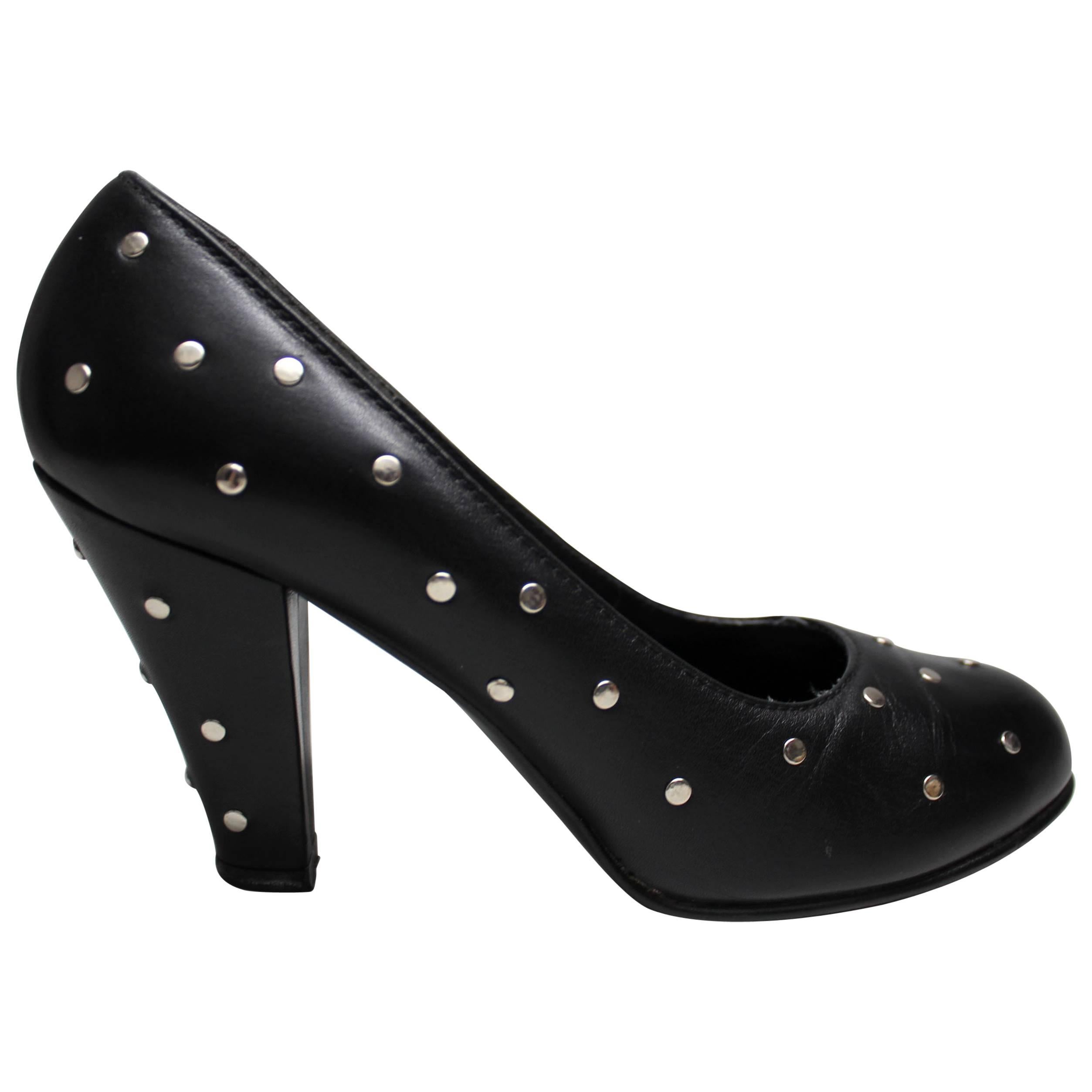 Norma Kamali Studded Leather Heels For Sale