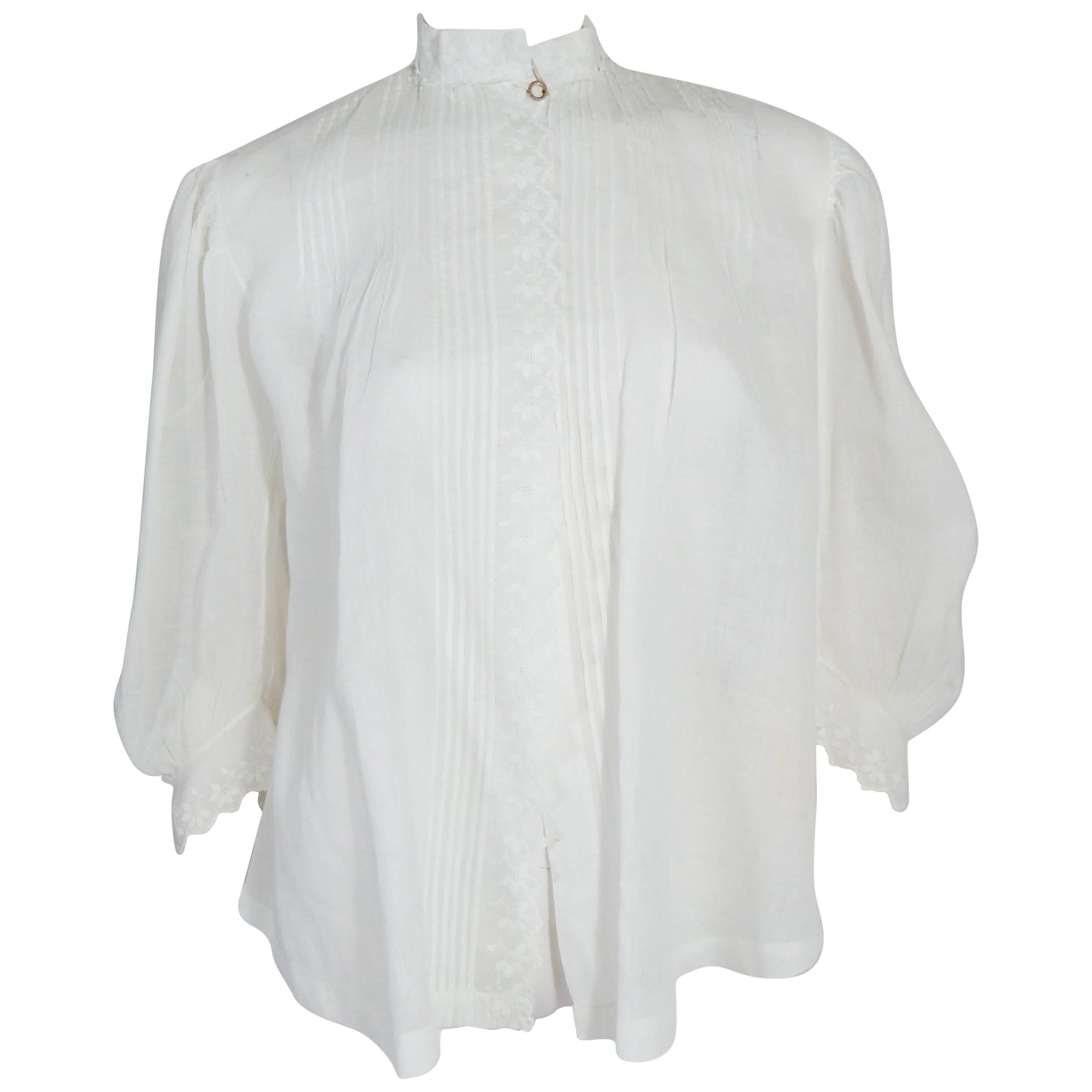 Embroidered Edwardian Blouse For Sale
