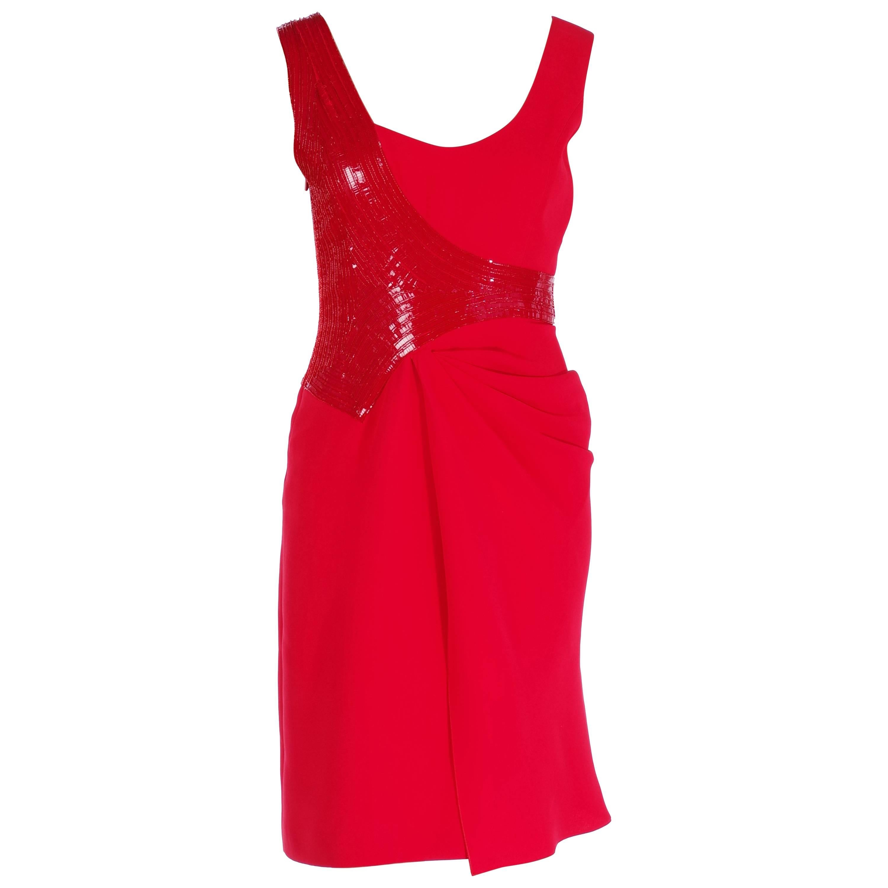 New VERSACE EMBELLISHED RED DRESS 40, 46