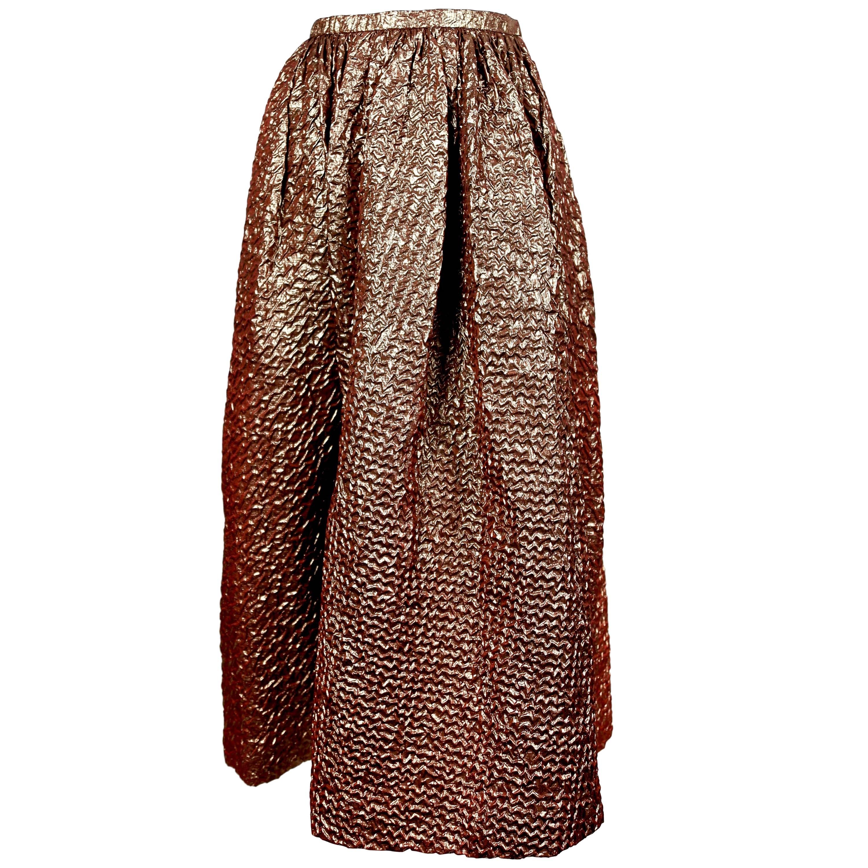 1980's BILL BLASS iridescent bronze cloque skirt