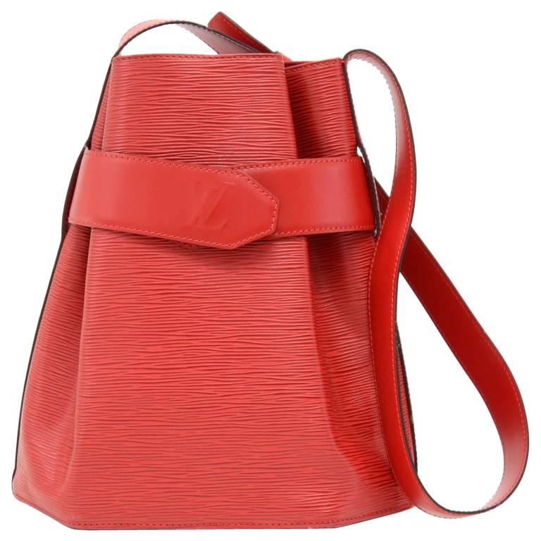 Vintage Louis Vuitton Sac Depaule PM Red Epi Leather Shoulder Bag  For Sale