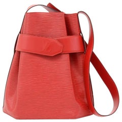 Used Louis Vuitton Sac Depaule PM Red Epi Leather Shoulder Bag 