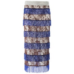 Dolce & Gabbana lace skirt with beaded fringe and rhinestone mesh belt, S/S 2000