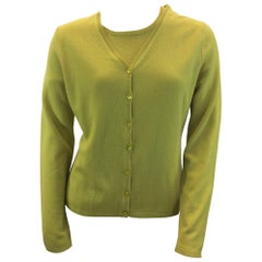 Burberry Green Two Piece Cashmere Cardigan Set