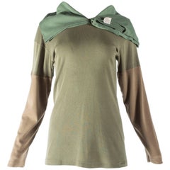 Margiela khaki green sweater reconstructed with vintage garments, A/W 2002